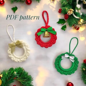 Crochet Christmas Wreath Pattern Crochet Christmas Decoration Christmas Crochet Keychain Boho Wreath Christmas Gift