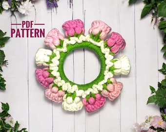 Crochet Floral Hair Tie Pattern Hair Bands Hair Accessories Gift For Her Elastic Hair Tie Crochet Scrunchie Pattern  birthday, unique gift