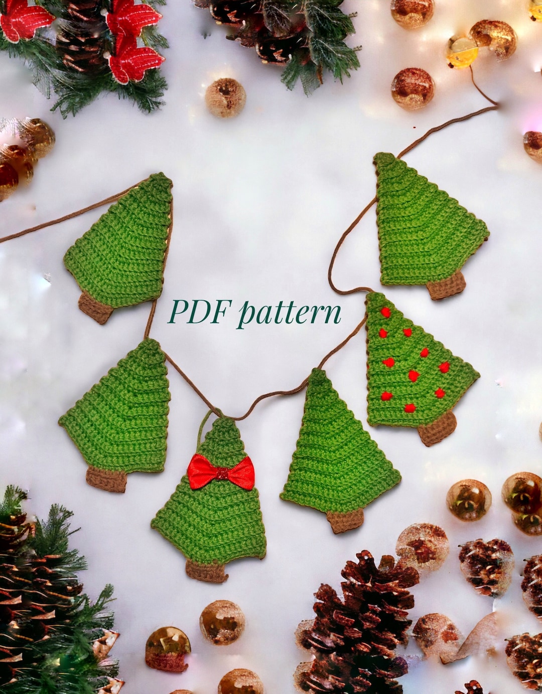 Pattern Christmas Tree Garland Crochet Pattern Easy DIY Home Decor in a ...