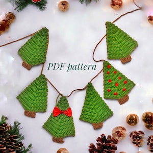Pattern Christmas Tree Garland Crochet Pattern Easy DIY Home Decor in a day Crochet Holiday Decor Crochet Ornament Crochet Garland