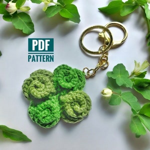 Crochet four leaf clover pattern St. Patrick&#39;s day crochet pattern Lucke clover Amigurumi pattern Easy pattern Gift