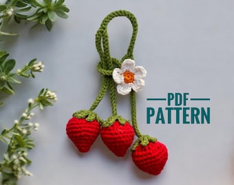 Patrón de llavero de fresa a crochet, planta amigurumi (patrón PDF)