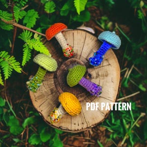Crochet keychain Mushroom Amigurumi mushroom pattern Crochet bag charm PDF pattern Halloween Digital Download Easy DIY Tutorial