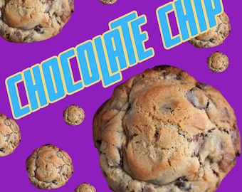 Giant Chocolate Chip Cookies Recipe, Chewy and Crispy Texture, Perfect With Milk, Birthday Holiday Treat Gift, NY style