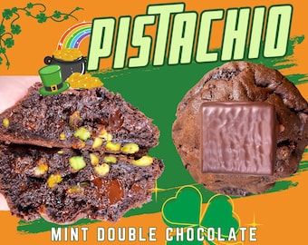 Minzgesalzenes Pistazien-Schokoladenkeksrezept, St. Patricks Day Kekse, Gourmet-Keksrezept, Hausgemachte Kekse, Gefüllter Keks
