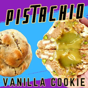 Pistachio Cookie Recipe, Gourmet Cookie, Homemade Cookies, Bakery Recipe, Recipes, Stuffed Cookie, Gourmet Stuffed Cookie, NY style cookies