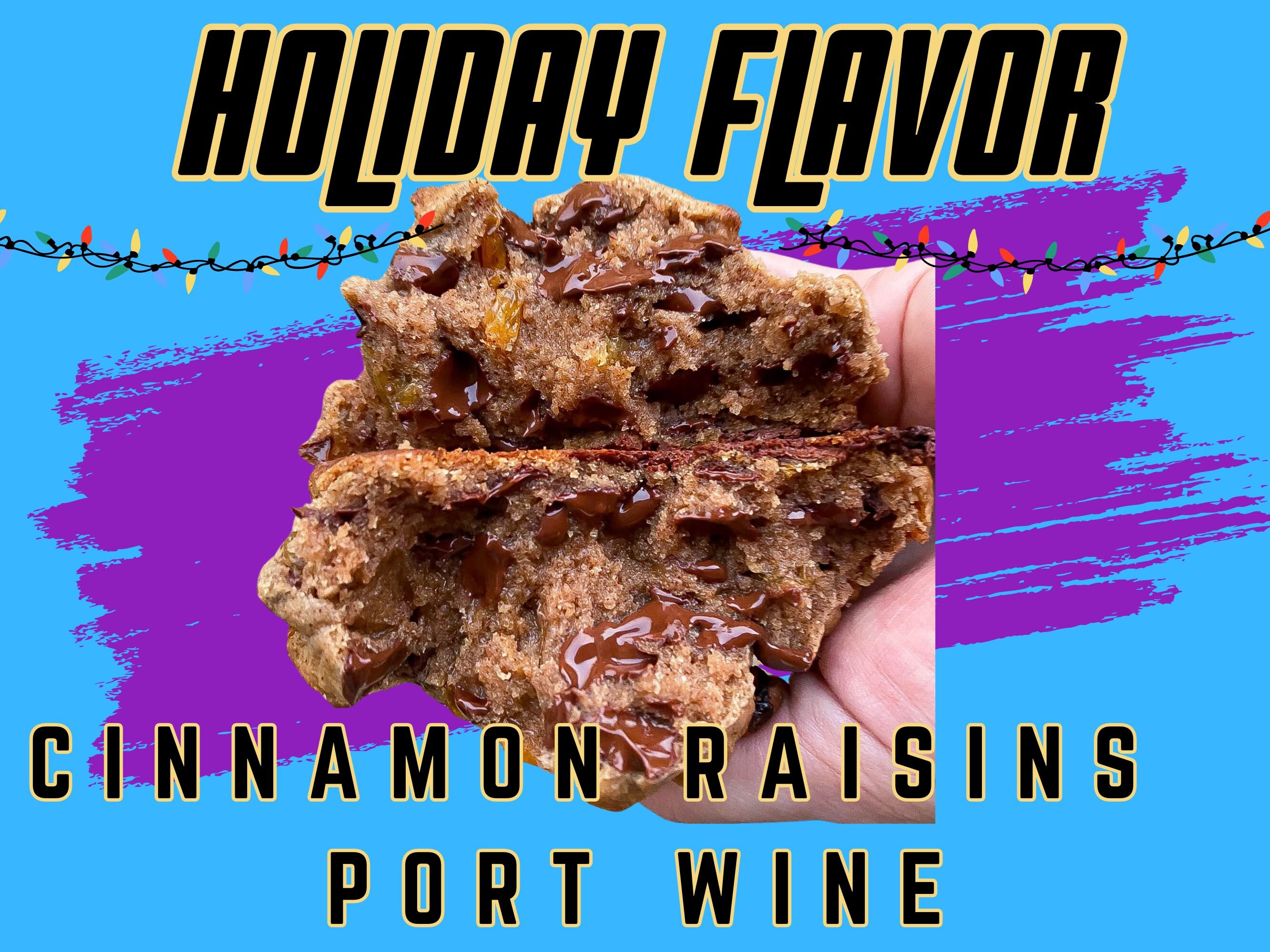 Port Wine Raisins Chocolate Chip Cinnamon Cookie, Gourmet Cookie, Stuffed Cookie, Holiday Cookie Recipe, Winter