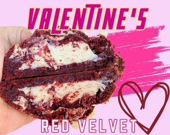 Red Velvet Cookie, Valentines Cookie Recipe, Valentines Day gift, Valentines Day Cookie, Bakery recipes, Stuffed Cookies, Gourmet Cookie