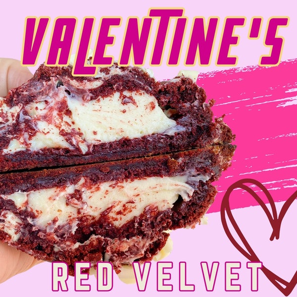 Red Velvet Cookie, Valentines Cookie Recipe, Valentines Day gift, Valentines Day Cookie, Bakery recipes, Stuffed Cookies, Gourmet Cookie