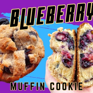 NY Style Blueberry Muffin Cookie Recipe, Gourmet Stuffed Cookie, Homemade Cookie Recipes, Stuffed Gourmet Cookies, Thick Chunky Cookie