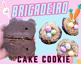 Brigadeiro Cake Cookie Recipe, Easter Cookies, Gourmet Stuffed Cookies, Bakery Recipes, Stuffed Cookie, NY Style Cookie
