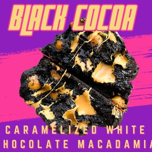 Receta de galletas de cacao negro al estilo de Nueva York, macadamia con chocolate blanco caramelizado, galletas rellenas gourmet, receta de galletas gourmet de panadería, caseras
