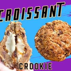Crookie Recipe, Croissant Cookie Recipe, Gourmet Cookies Recipe, Homemade Cookies, Bakery Recipe, Stuffed Cookie, Thick Cookie Recipe