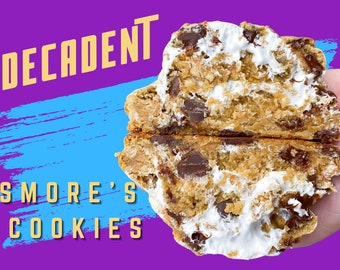 S&#39;mores Cookie Recipe, Marshmallow Vanilla Stuffed Cookie, Fall Cookie Recipe, Gourmet Cookies, NY Style, Gourmet Cookie