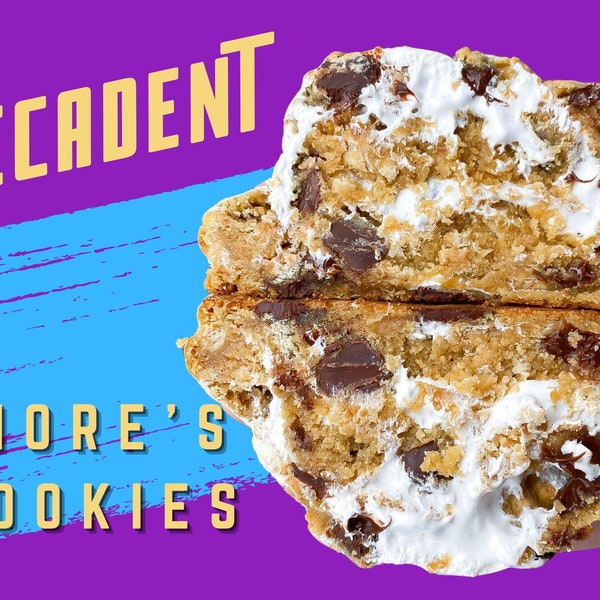S'mores Cookie Recipe, Marshmallow Vanilla Stuffed Cookie, Fall Cookie Recipe, Gourmet Cookies, NY Style, Gourmet Cookie