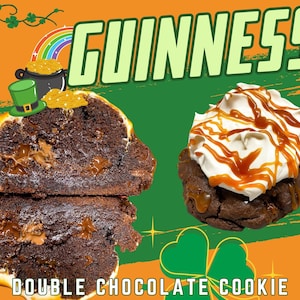 Guinness Double Chocolate Cookie Baileys Cream Salted Caramel Recipe, St. Patrick&#39;s Day Cookies, Gourmet Cookie Recipe, Stuffed Cookies