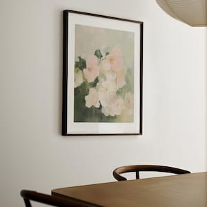 Sage Green Wall Art, PRINTABLE Wall Art Sage Green Pastel Pink Flowers Painting, Floral Wall Art, Pastel Flowers Digital Downloadable Art, Botanical Art