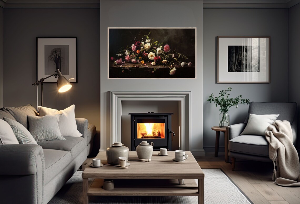 Frame Tv Art Flowers Vintage Still Life Painting For Samsung Frame Tv
