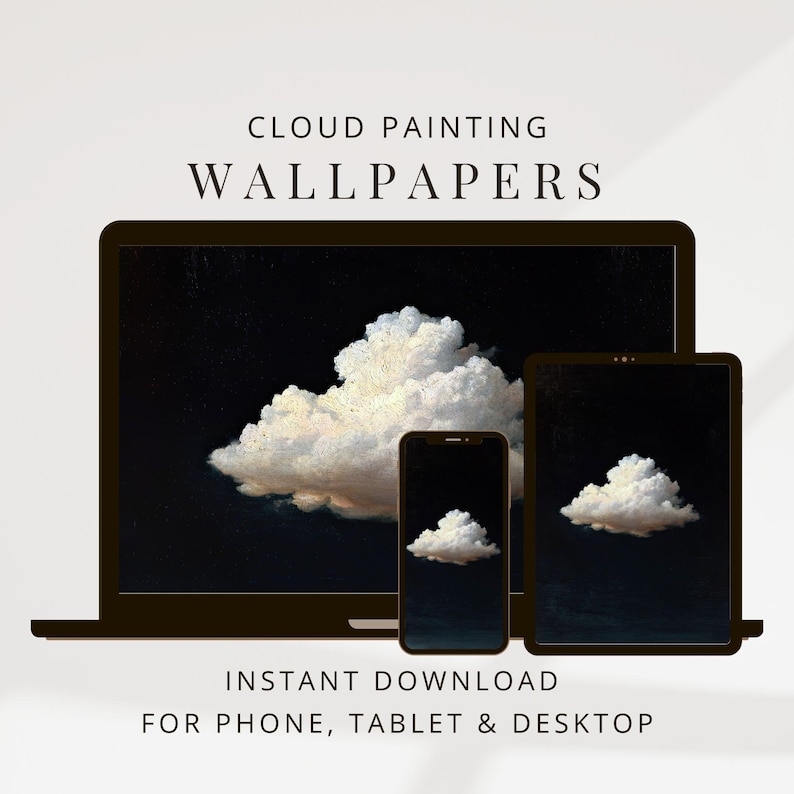 Desktop Wallpaper Cloud Painting, Dark Moody iPhone Wallpaper, iPad Wallpaper, Digital Device Background Bundle, Laptop wallpaper