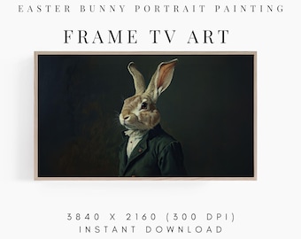 Frame TV Art Easter Bunny Vintage Portrait Painting for the Samsung Frame, Digital Downloadable