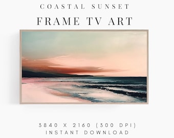 Ramka TV Art Letnia plaża o zachodzie słońca, nadmorskie, nowoczesne, abstrakcyjne dzieło sztuki na ramkę Samsung