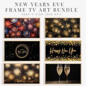 New Years Frame TV Art Bundle, 6 pictures for Frame TV, New Years Eve Party Samsung Frame TV Art Gold Fireworks, Happy New Year Art Download