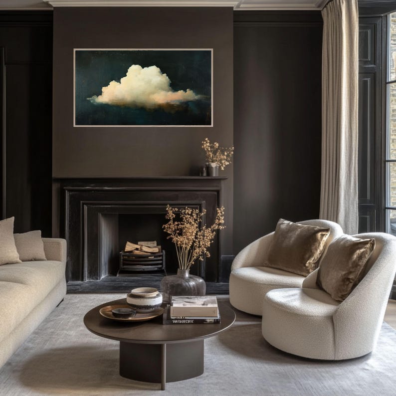 FRAME TV Art Vintage Cloud Painting, Cloud Art for Samsung Frame tv, Rustic Farmhouse, Moody Frame Tv Art, Dark Vintage Art for Frame TV