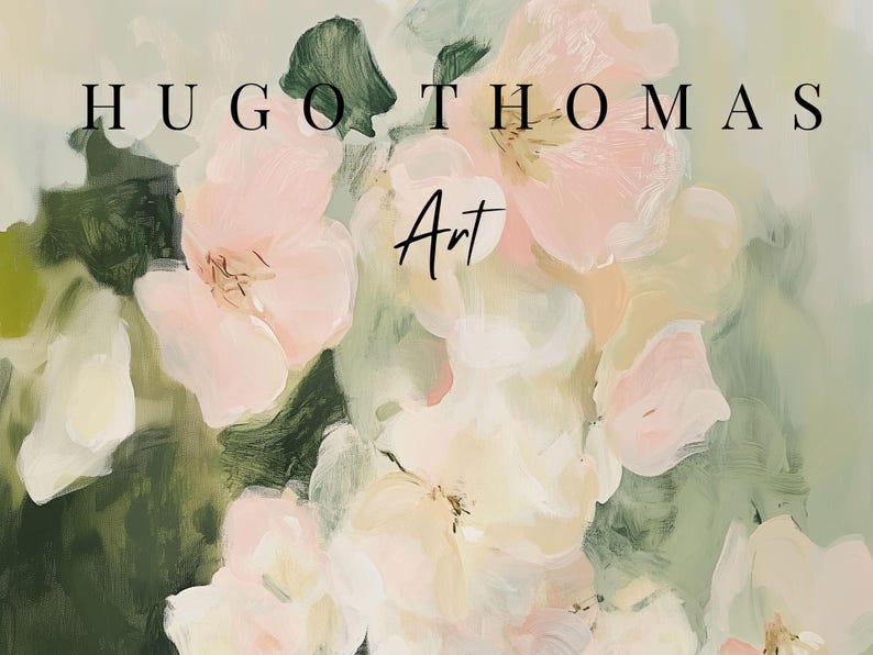 Sage Green Wall Art, PRINTABLE Spring Wall Art, Pastel Pink Flowers Painting, Floral Digital Downloadable Art