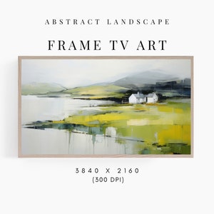 Abstract Modern Landscape Frame TV Art, Frame TV Art Lake Landscape Painting, Digital Frame Tv Art Mountains and Lake, Samsung Frame TV Art