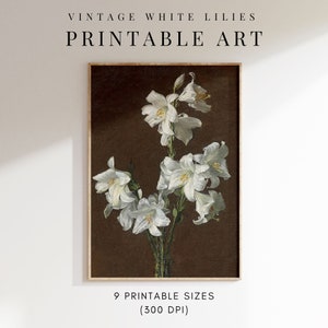 Printable Wall Art Botanical Vintage Painting, Original Art, Still Life Flowers Printable Art, Dark Academia Wall Art, Dark Cottagecore Art