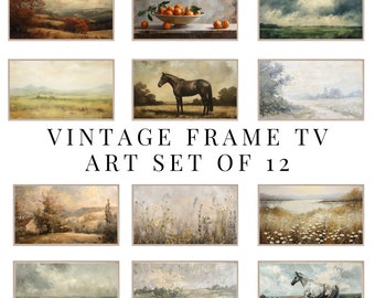 Frame TV Art Vintage Set of 12, Art for Frame TV, Vintage Samsung Frame TV Art Collection, Digital Download Farmhouse Frame tv Art Bundle