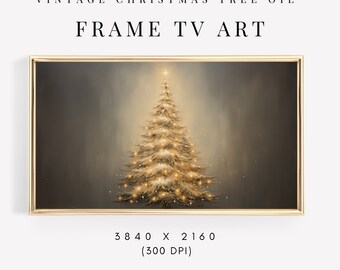 Vintage Christmas Tree Frame TV Art, Winter Art For Frame TV, Holiday Christmas Samsung Frame TV Art, Neutral Oil Paint Digital Art Download