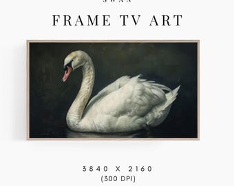Frame TV Art Vintage Swan Painting, Swan Art para TV, Samsung Frame TV art, The Frame Tv art, Dark Moody Art para el marco