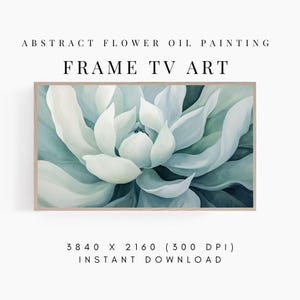 Frame TV Art Abstract Flower, Spring Summer Frame TV Art Pastel Green, Floral Botanical Samsumg Frame TV Art, Modern Abstract Painting