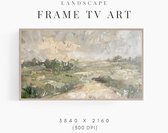 FRAME TV Art Abstract French Countryside Landscape, Neutral Spring Landscape Samsung Frame Tv Art, Neutral  Samsung Frame Art