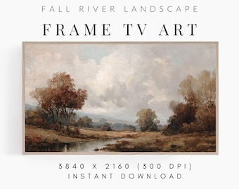 Vintage Fall River Landscape Painting for Samsung Frame TV (Digital Download)