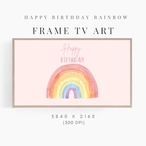 Frame TV Art Buon compleanno, foto di compleanno per bambini per Frame TV, compleanno di ragazze Samsung Frame TV Art, download digitale di compleanno arcobaleno rosa