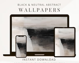 Laptop- en desktopbehang Modern abstract minimalistisch iPhone-behang, iPad-screensaver, zwart-wit achtergrondbundel digitaal apparaat