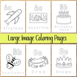 Pacote de páginas para colorir com imagens grandes para crianças - Mais de 70 páginas desenhadas à mão para crianças, imprima em casa e pinte da letra A a Z