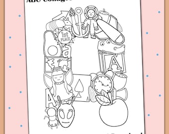 Alphabet Collages 3 Sizes | 26 Unique Printable Illustrated Letters | PDF