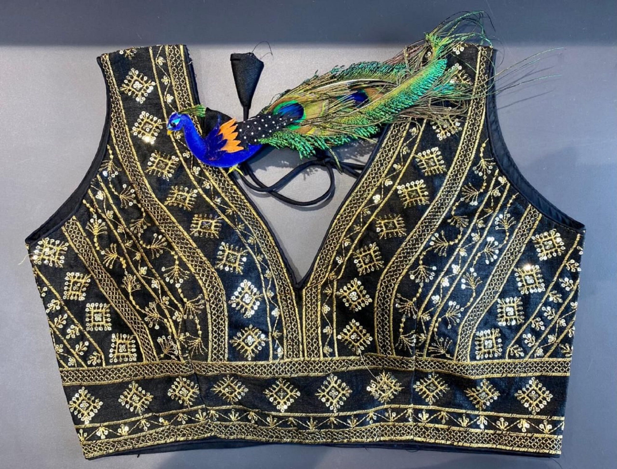 Gold and Black Color Blouse, Beautiful Stitched Blouse, Heavy Phantom ...
