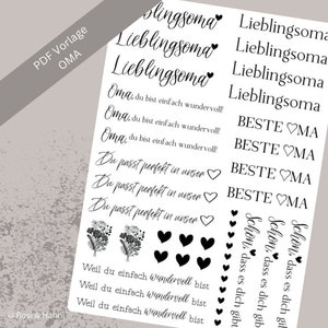 Oma Kerzentattoo | PDF Vorlage | Kerzenfolie für Kerzen | Kerzensticker | Lieblingsoma | Großmutter | Herzensmensch | Geburtstag | Muttertag