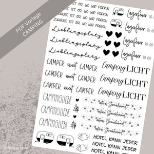 Camping Kerzentattoo | PDF Vorlage | Kerzenfolie für Kerzen | Kerzensticker | Camper | Van| Vanlife | Wohnwagen | Lagerfeuer | Zelten