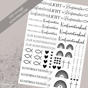 Konfirmation Kerzentattoo | PDF Vorlage | Kerzenfolie für Kerzen | Kerzensticker | Konfirmationskerze | Konfirmationkind | Fisch | Licht