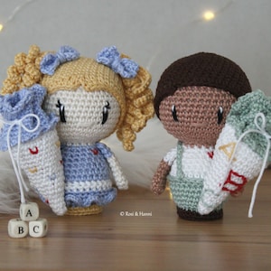 Crochet instructions schoolgirl & schoolboy with school cone - school children - gift for starting school - PDF file German