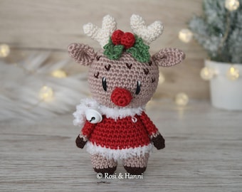 Patron au crochet puce de renne | Fichier PDF allemand | Cadeau de Noël | Décoration de Noël | Cadeau pour Noël | crocheter