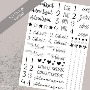 Advent candle tattoo | PDF template | Candle foil for candles | Candle stickers | Christmas present | Christmas tree | Santa Claus | Christ child