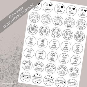 Book love candle tattoo | PDF template tealight | candle foil | candle sticker | booklover | reading | book | bookworm | bookworm | books