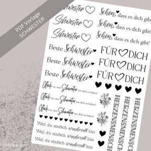 Schwester Kerzentattoo | PDF Vorlage | Kerzenfolie für Kerzen | Kerzensticker | Schwesterherz | Familie Herzensmensch | beste Freundin
