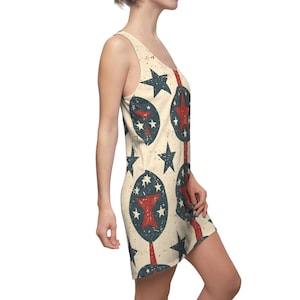 USA Flagge Racerback Kleid 4. Juli Vierte Bekleidung Frauen Pathrmanic Amerika Cut & Sew Sommerkleid 4. Juli Outfit USA In anschließende Unabhängigkeitstag Abnutzung